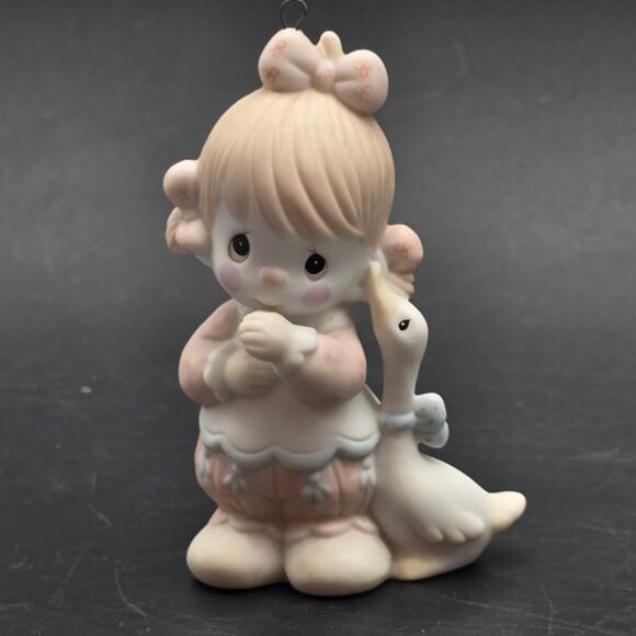 Precious Moments Girl with Goose Ornament Samuel Butcher 1987 - Picture 1 of 6